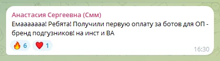 Отзыв ученицы: первая оплата за ботов для бренда подгузников
